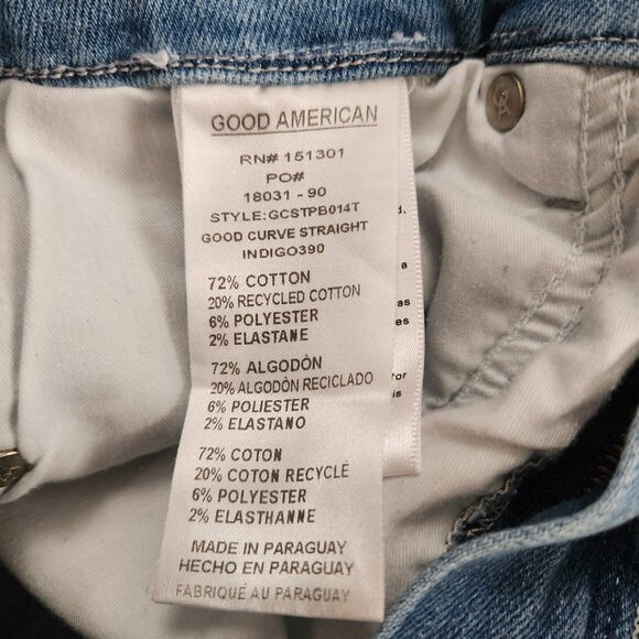 Good American Good Curve Straight Light Compression Jeans, Size 8/29, Light Blue - Picture 10 of 14